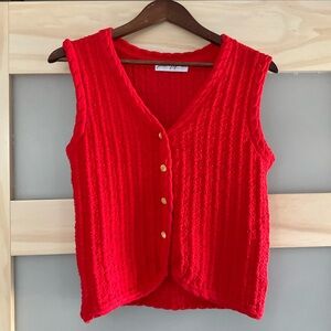 Petal & Pup Red Textured Knit Sleeveless Sweater